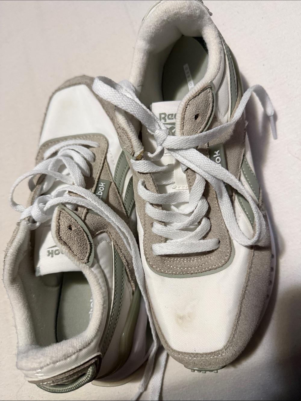 Reebok Women's White and Light Gray Retro Runner Sneakers